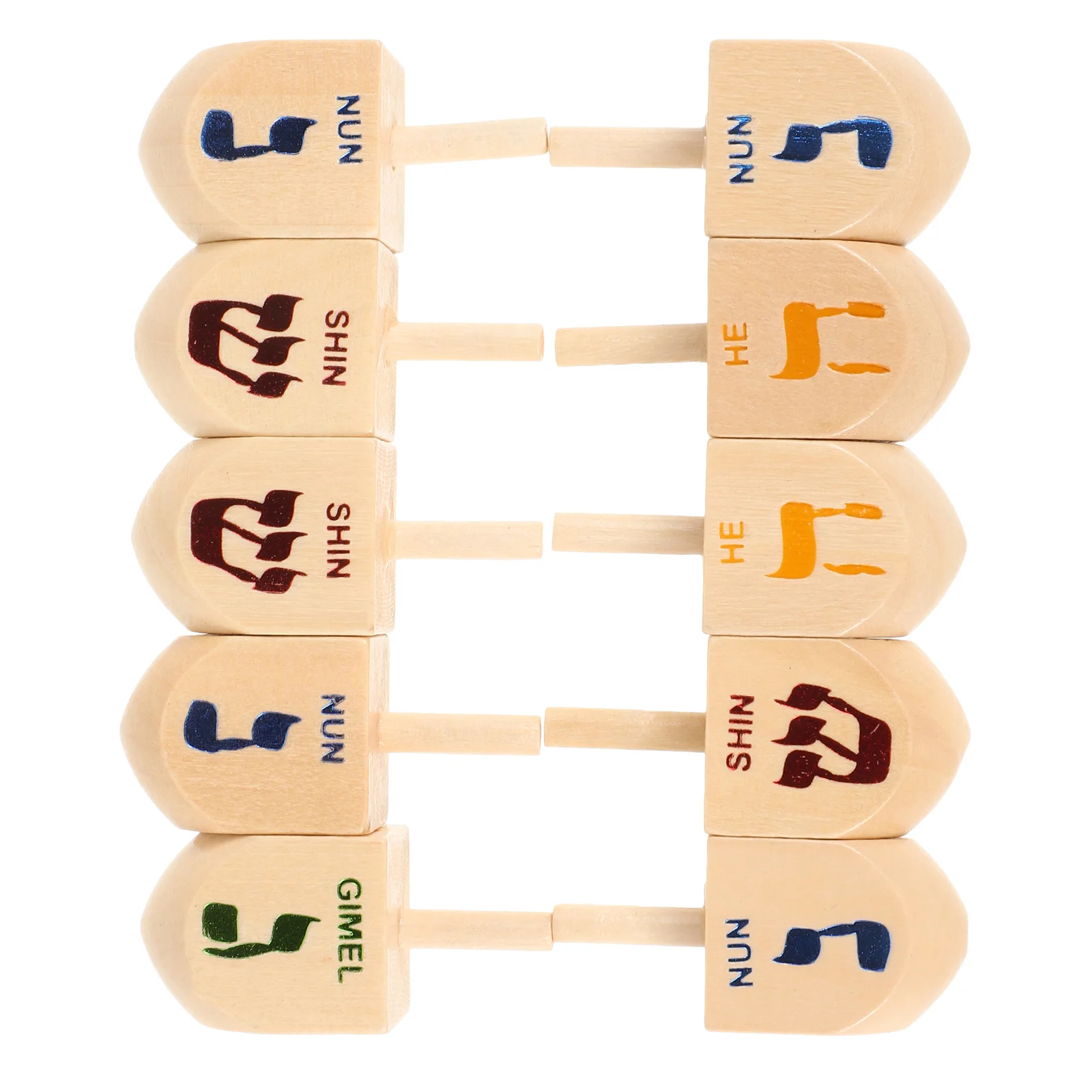10 Pcs Spinning Top Toy Festival Dreidel Hanukkah Party Toys Small Wooden Miniature Travel