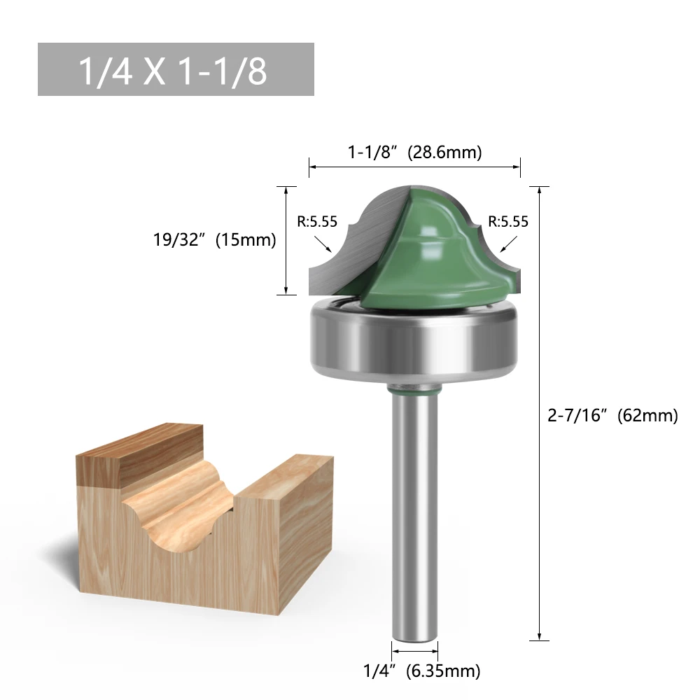 LAVIE 1 Stück 6,35 mm Schaft Doppel-Roman-Ogee-Kantenfräser mit Lager Holzlinienfräser für Holzbearbeitung MC01180 – Detail 4