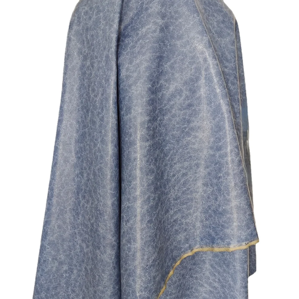 

Blue Vintage Jade Textured Leather Micro-Elastic Designer Spring and Autumn Coat Jacket Creative Fabric