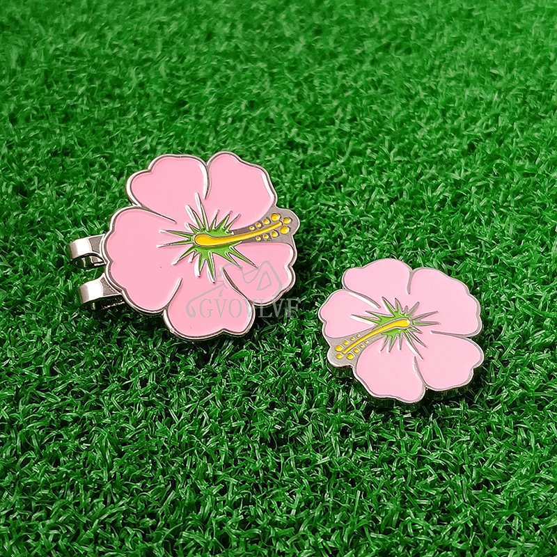 1pc Magnetic Golf Ball Markers and Novelty Hat Clip Pink Flower Glove Hat Shape Clip Golf Bag Accessories Court Gift for Golfer