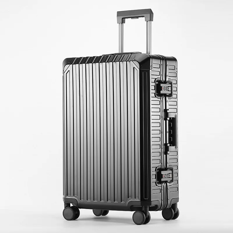 

100% Aluminum-magnesium alloy Rolling Luggage Aluminium Travel Suitcase Metal Trolley Case Universal Wheel Password Boarding Bag