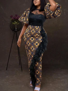 Amina Lace Ruffles Long Gown