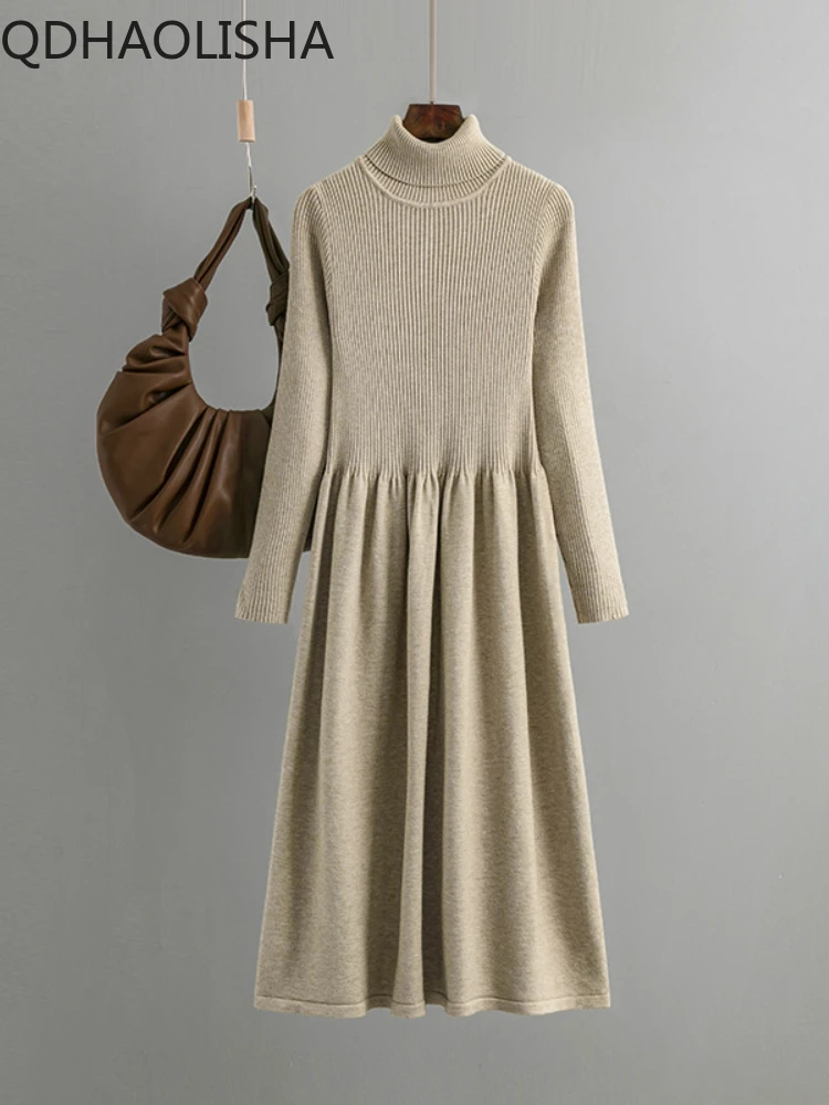 

Women's Dress Sweater High Neckline Knit Dress with A Slim Fit for Autumn Winter Fashionable Bottom Fur Skirt Women's Clothing