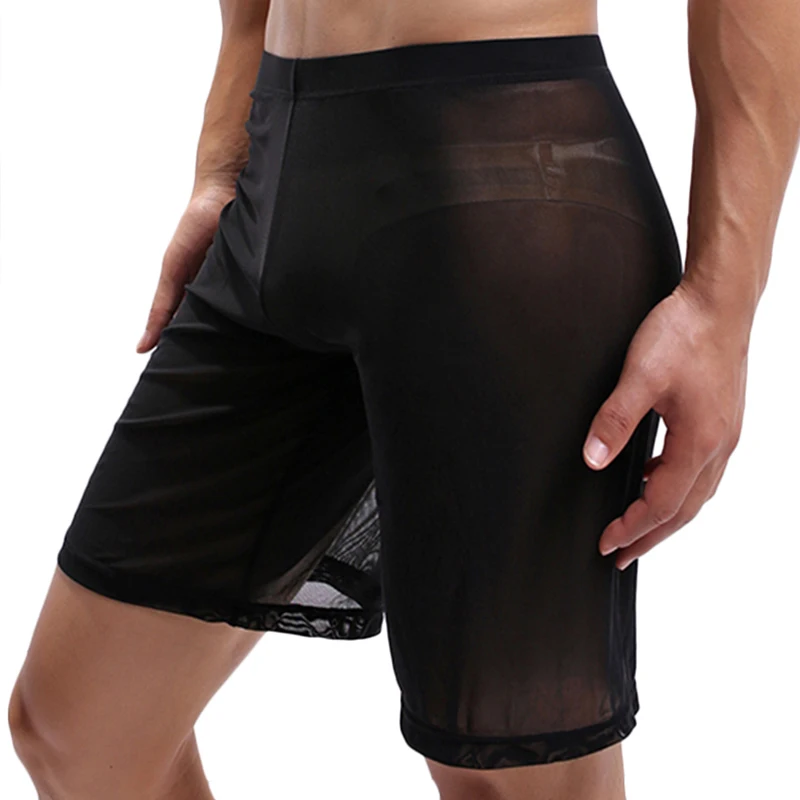 

Men's Sexy Shorts See Through Mesh Bottoms Transparent Male Underpants Exotic Lingerie Breathable Trunk Fetish Translucent Pants