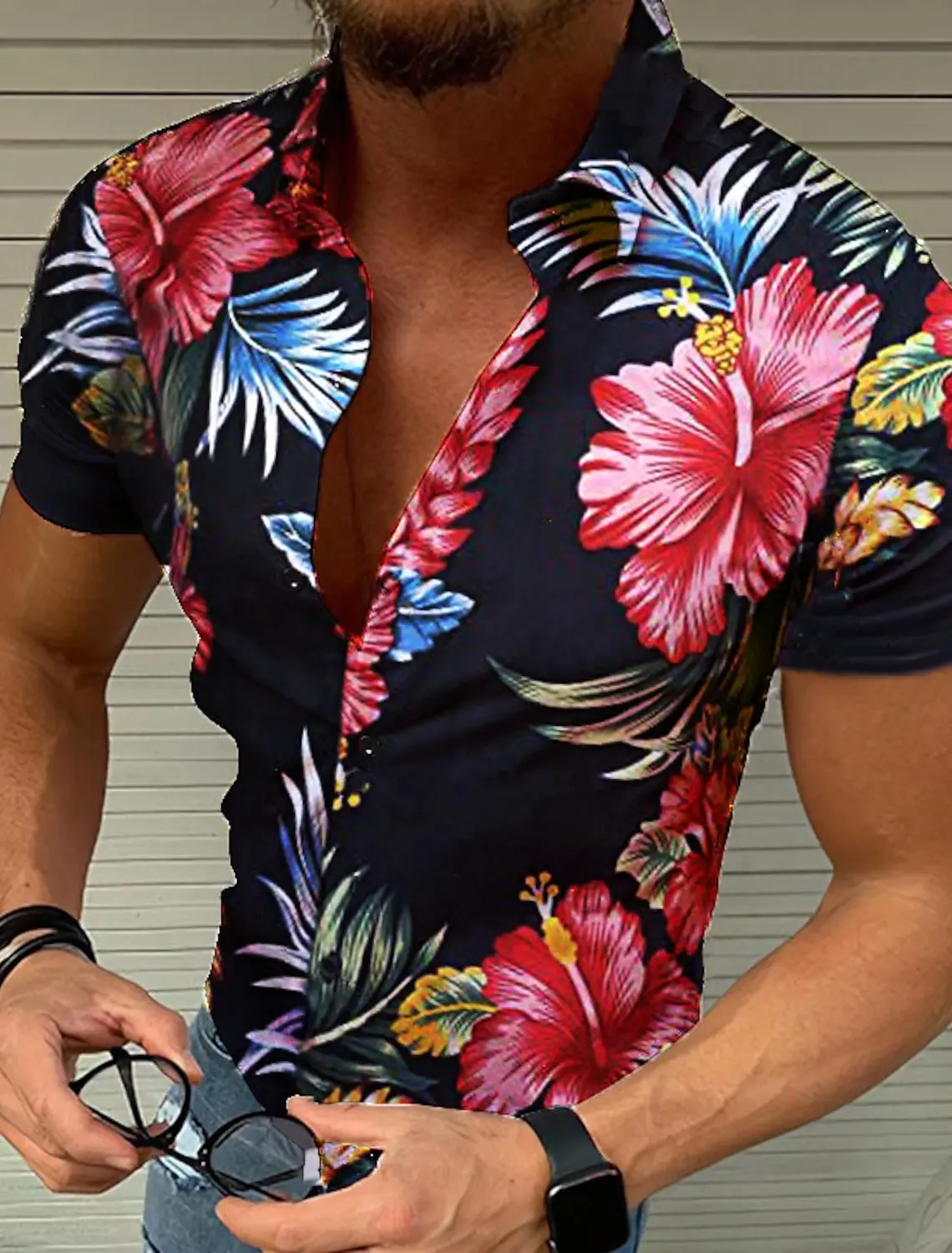 Camisa-masculina-com-bot-o-camisas-florais-de-ver-o-para-homens-estampa ...