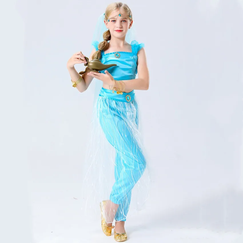 

Жасминовое платье для девочек, костюм Арабской принцессы с волшебной лампой, детское платье на день рождения, Рождество, детская одежда для косплея на Хэллоуин