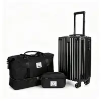 Ensemble de bagages 3 pièces noir/rose (comprenant une valise de 20 pouces, un sac de voyage et une trousse de toilette) adapté aux hommes et aux femmes pour les voyages d'affaires et les vacances 1