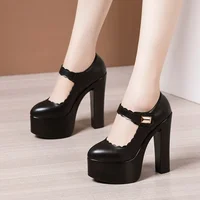 15cm Small Size 32-43 Extremem Block High Heels Shoes 2025 Fall Shallow Thick Chunky Platform Shoes Women Pumps Sexy Model Party - Image 3