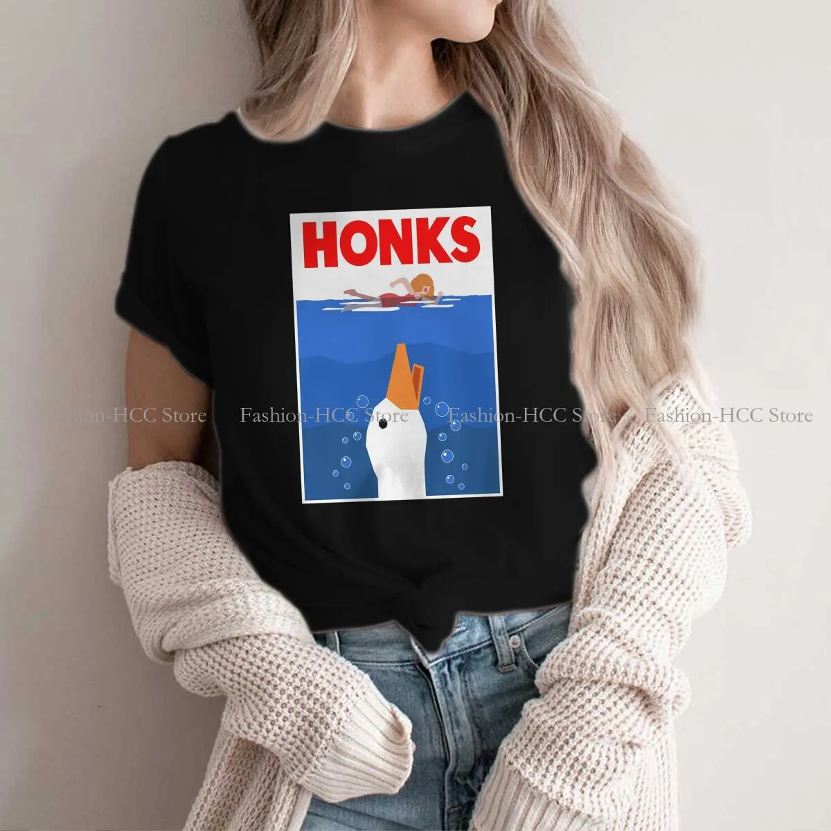 

HONKS Hipster Polyester TShirts Untitled Goose Honk Bell Game Internet Meme Female Harajuku Tops T Shirt O Neck