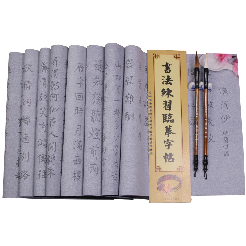 Brush Pen Copybook Reusable Water Writing Cloth Calligraphy Set Beginner Brush Pen Control Training Water Writing Cloth Ink Free