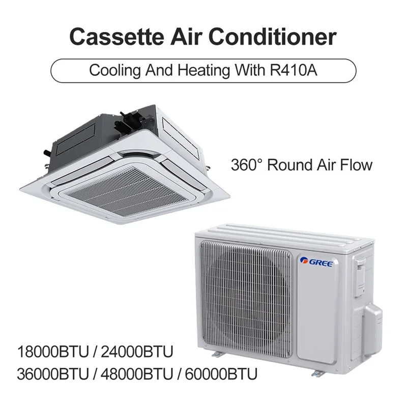 Ceiling Mounted 220-380V 24000 Btu 48000 Btu Cooling Ceiling Cassette Central Ac Split Air Conditioner Room for Hotel Home Use 5