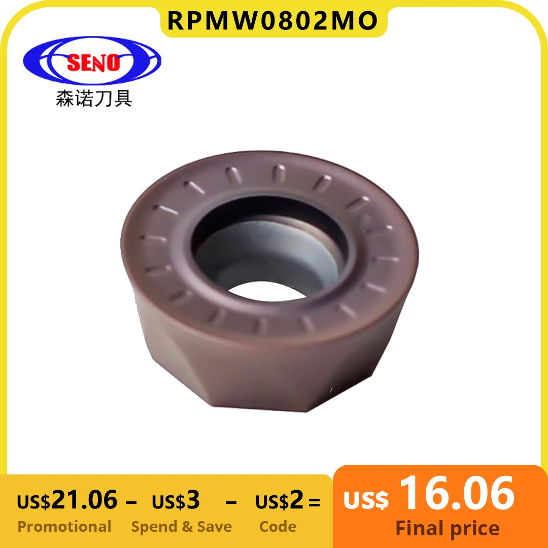 

SENO 10pcs R4 RPMW0802MO RPMW0802 MO EP6350 фрезерные твердосплавные вставки инструменты для торцевой фрезы серии EMR инструменты CNC машина