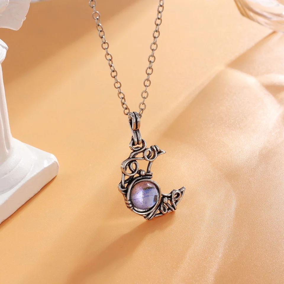 Collar De Cuentas De Piedra Lunar Rosa Con Colgante En Plata De Ley