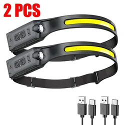 Rechargeable Multi - Mode LED Headlamp with Built - in Battery for Outdoor Camping and Emergencies (Black - 2PCS)