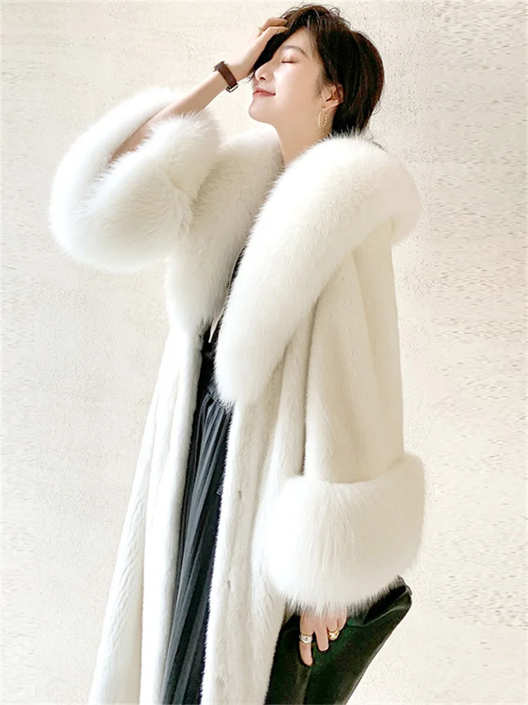 White Mink Fur Coat Women Long Light Luxury Temperament Thick Warmth Faux  Mink Fur Jackets 2022 Winter New Korean Chic Clothing