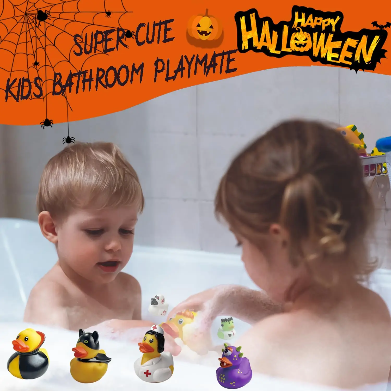 Halloween Rubber Ducks,Halloween Style Design Duck Toy for Jeep Ducking Trick or Treat Goodie Bag Filler  Halloween Themed Party 4