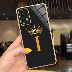 Cute 26 Letters Soft Slim Plating Phone Case Bumper - Stylish Back Cover s for Xiaomi Redmi 9T (Black I)