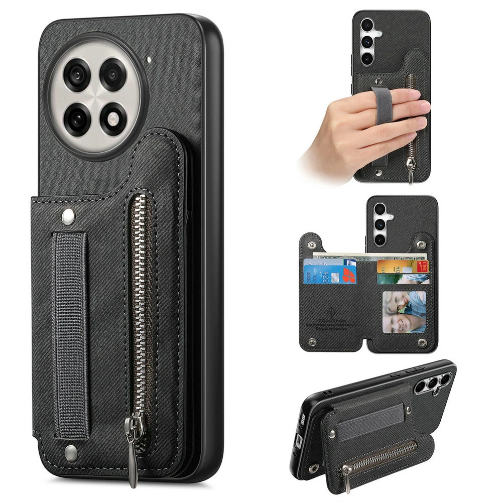 Luxury RFID Card Leather Wallet Case with Elastic Strap