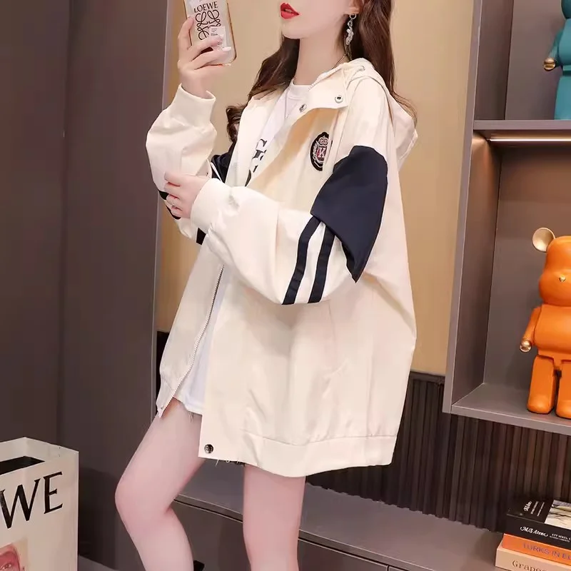 Women's Jacket Cardigan Trench Coat Women's 2024 Spring and Autumn New Loose and Popular Baseball Jacket Trendy Commuting top S8