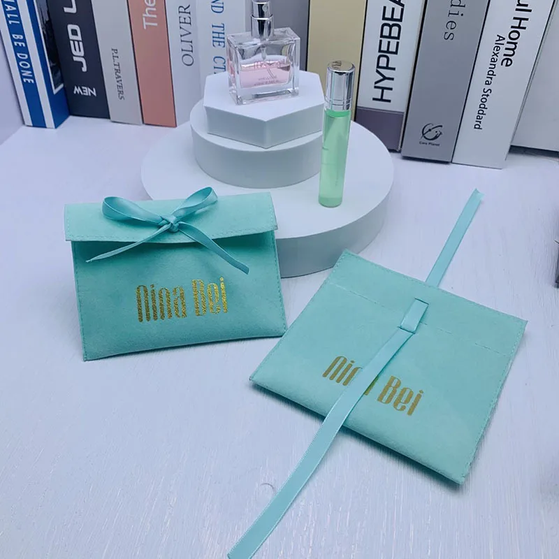 Double-sided suede bow model flap bag jewellery bag necklace earrings packaging bag cosmetic storage bag