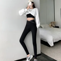 High Waist Abdomen and Buttock Lifting Shark Pants Cross Waist National Fashion Girls' Yoga Leggings Autumn 2022 New Style
