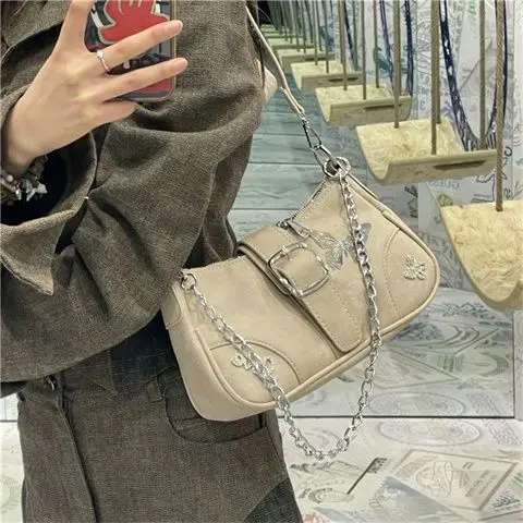 

Punk Star Moon Butterfly Spicy Girl Underarm Bags Y2k Fashion Designer Chain Versatile Women Shoulder Bag Leisure Handbags