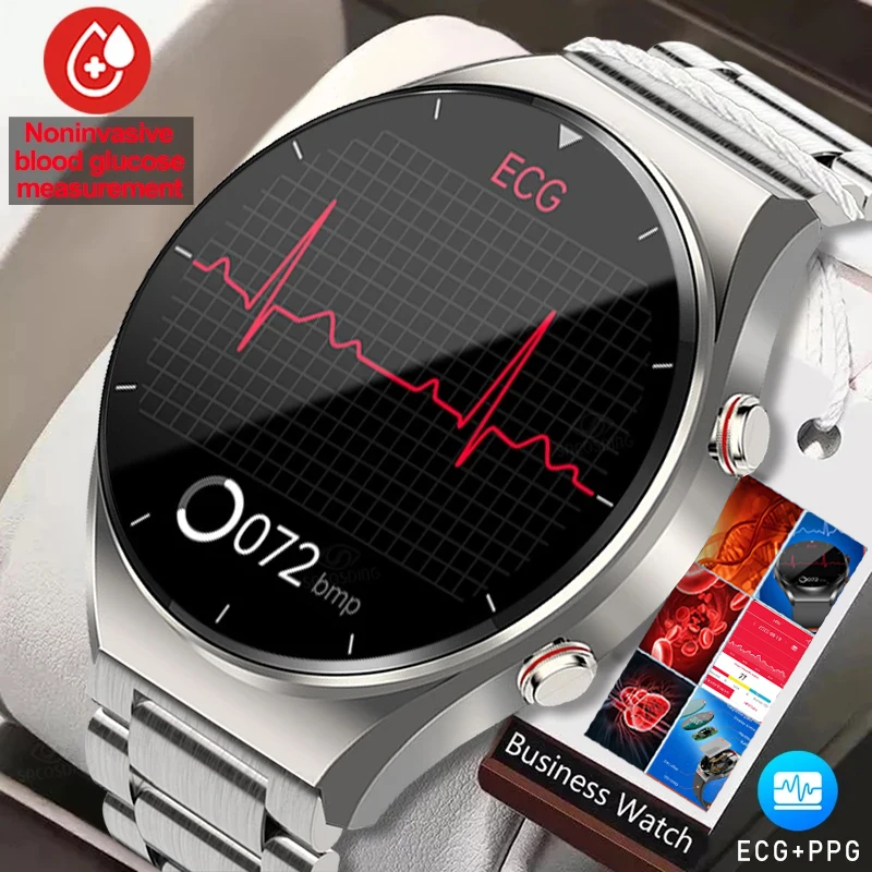 

New Healthy Blood Sugar Smart Watch Men ECG+PPG Precise Body Temperature Heart Rate Monitor Smartwatch HRV Blood Pressure Watch