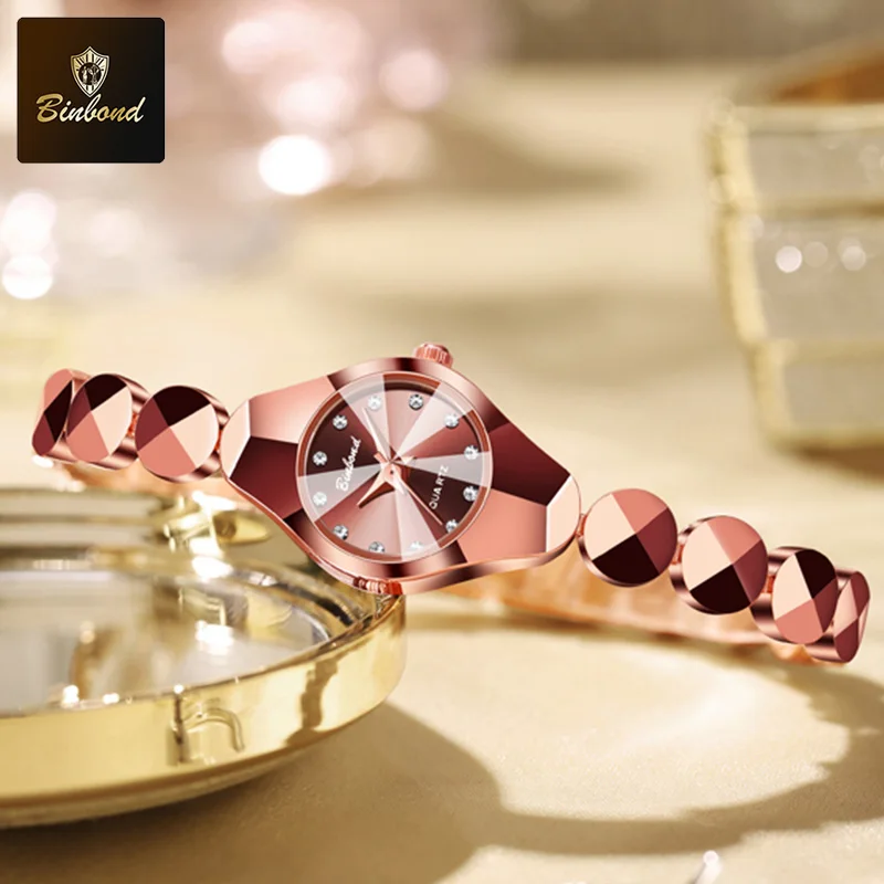 BINBOND New Fashion Quartz Women's Watches Luxury Stainless Steel Strap Waterproof Elegant Lady Bracelet Watch Relogio Feminino 3