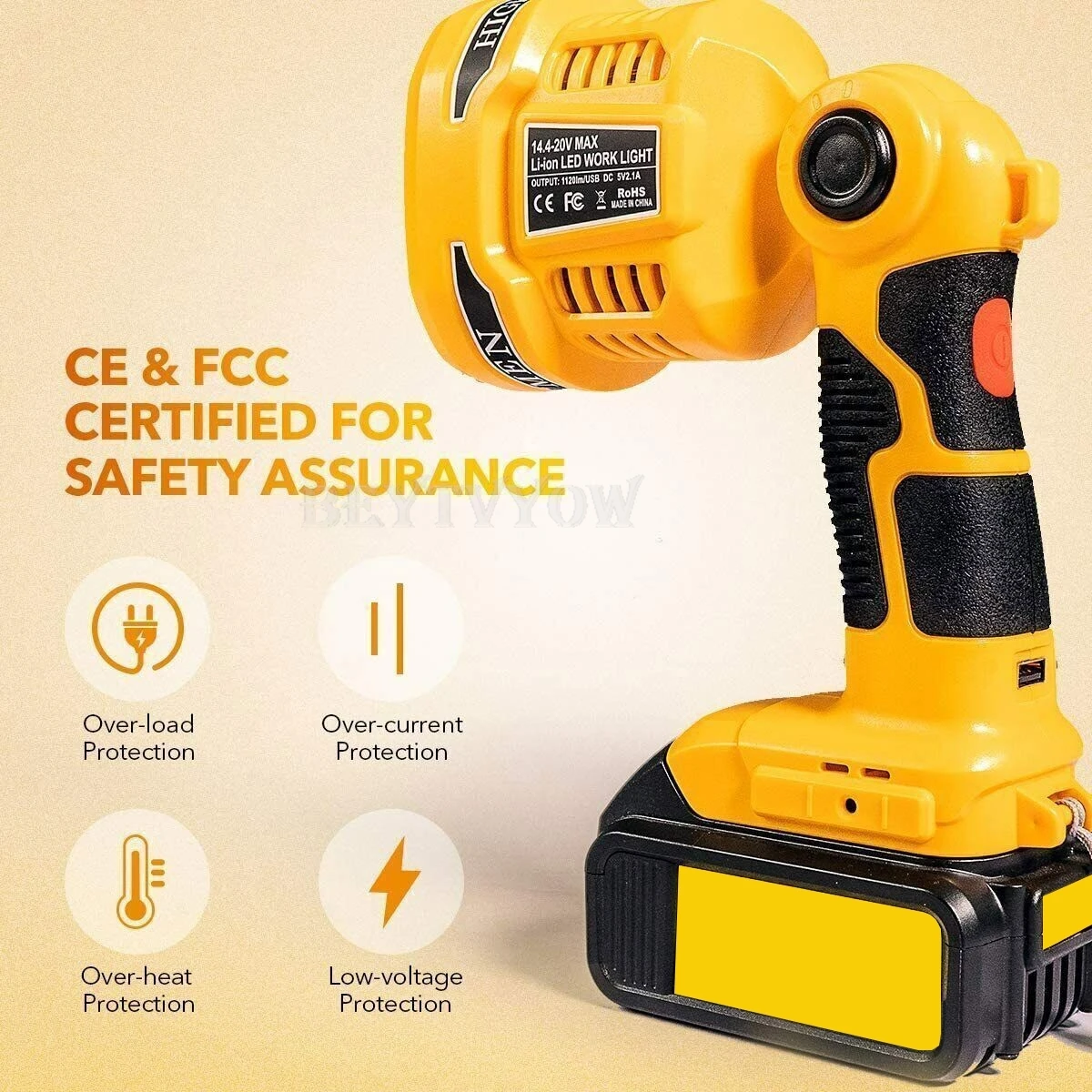 1120LM Flashlight LED Work Light For DeWalt 20V MAX XR Li-Ion Battery with USB P