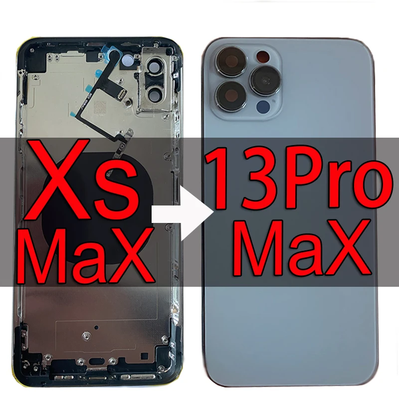 Carcasa Diy de acero inoxidable para iPhone XsMax, carcasa trasera para  modelos A1921, A2101, A2102, Xs max a 13pro max - AliExpress