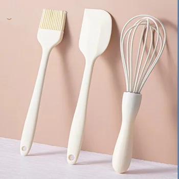 3 PCS Silicone Baking Set Cake Cream Spatula Scraper Egg Whisk Barbecue Oil Brush Gadget Kitchen Supplies