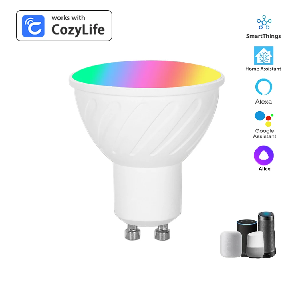 HomeKit LED Spotlight GU10 WiFi Smart App Dimming RGBCW Light Bulb Siri Alexa Google SmartThings Alice Voice Control Home Assist smart led light bulbs