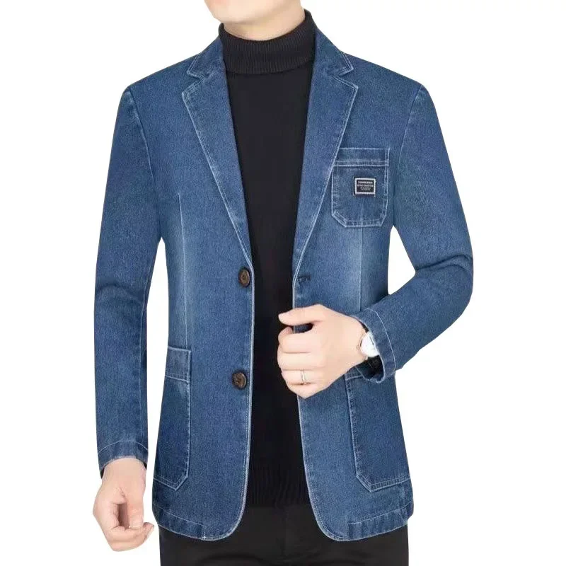 Men's Spring/autumn Denim Western-style Top Trendy Single-breasted Jacket Casual Business Wear men denim suit jacket