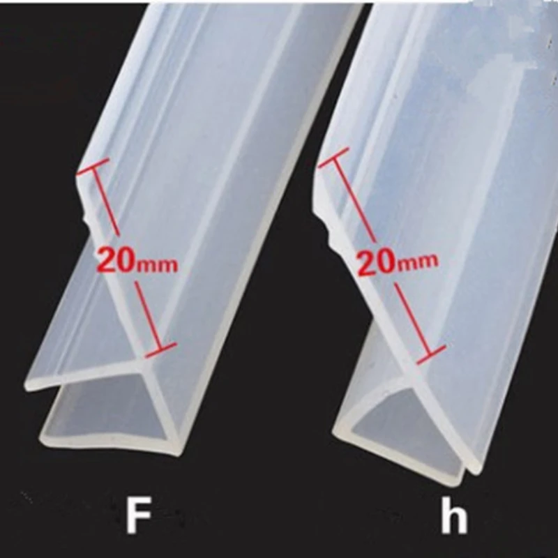 2 Meter/lot Widened F/h shape silicone rubber shower room door window glass seal strip weatherstrip for 6/8/10/12 mm glass