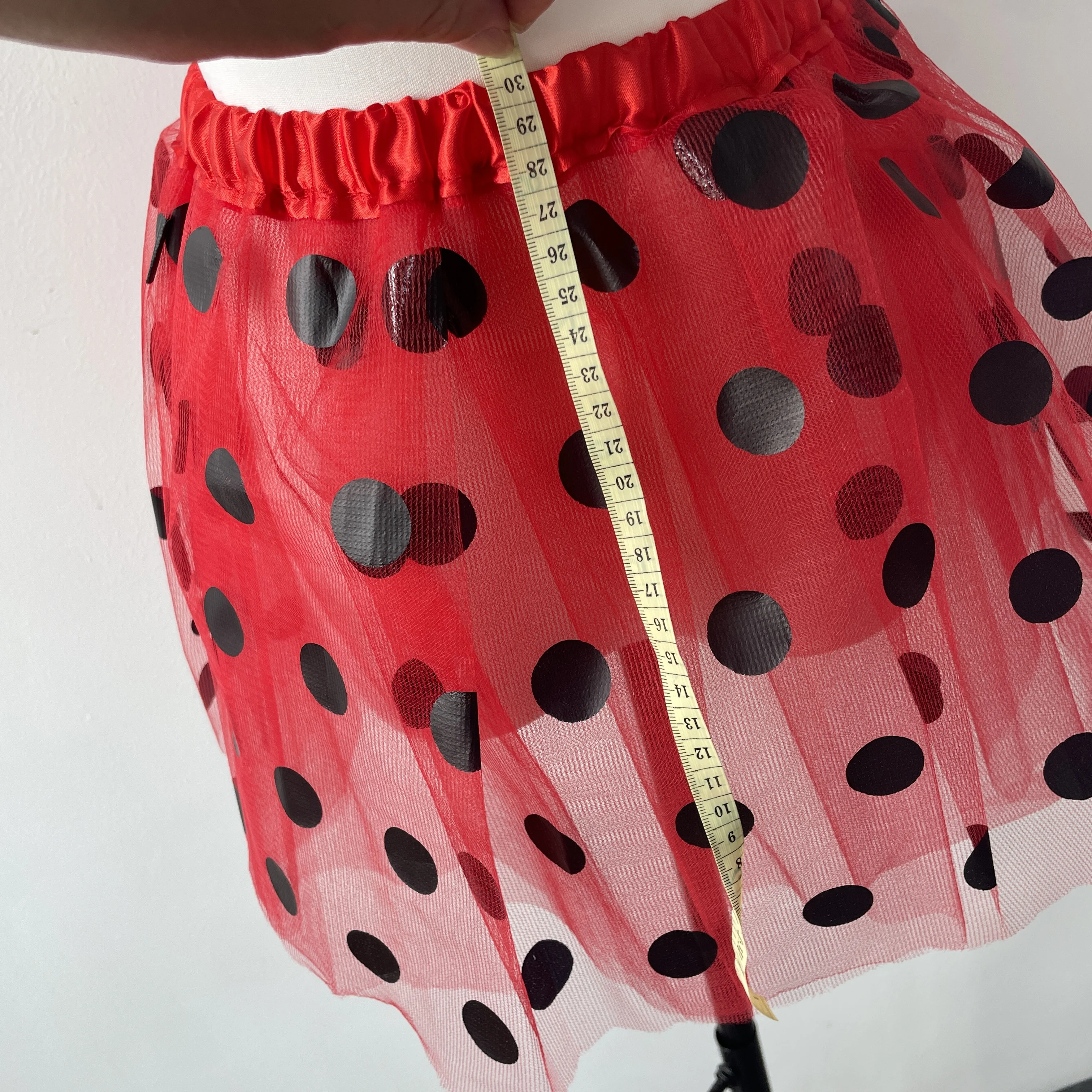 Children's mesh dress half skirt big black dots bee or ladybug dress holiday carnival mini skirt children skirts