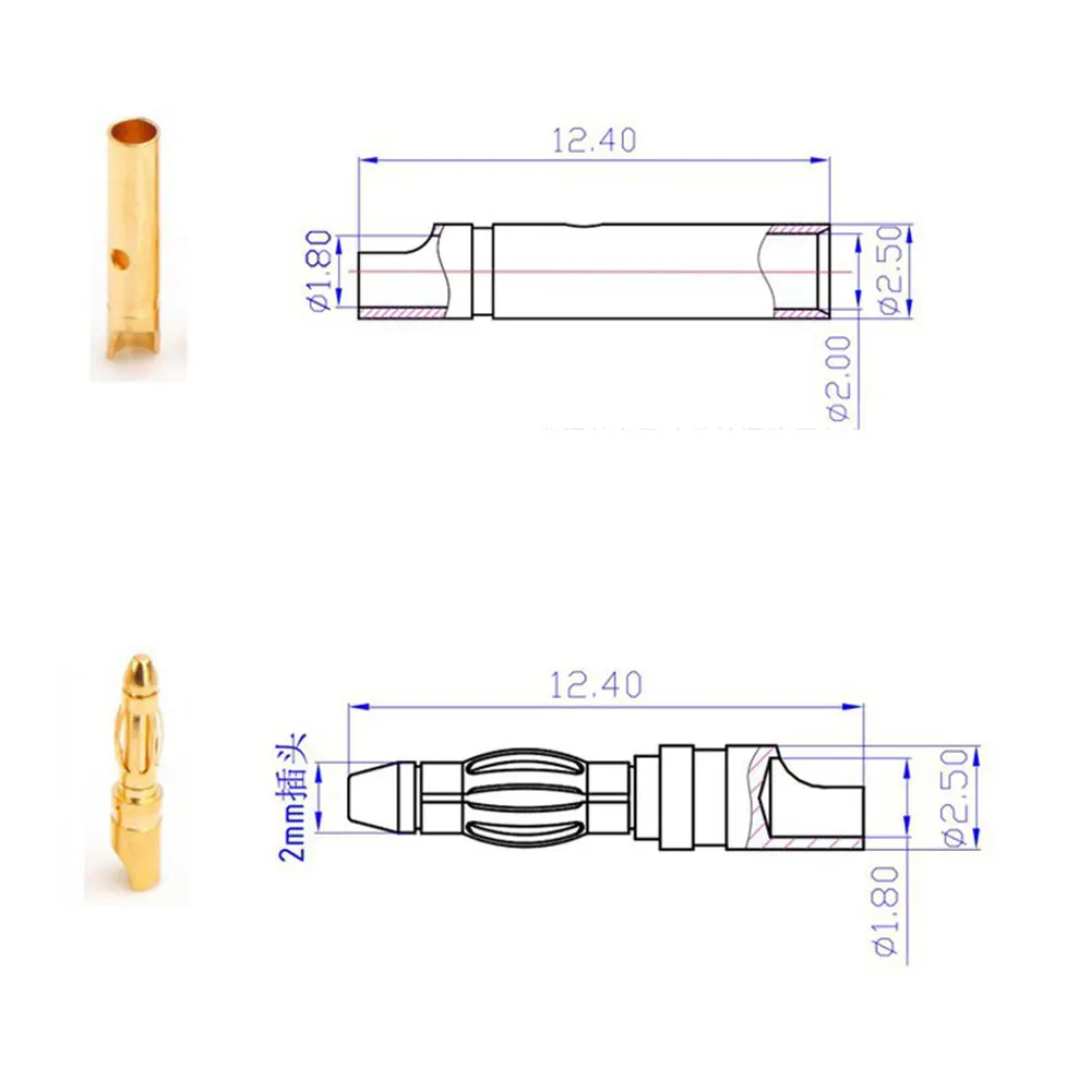 10PCS 2mm 3mm 3.5mm 4mm 5mm 5.5mm 6mm RC 배터리 골드 도금 총알 바나나 플러그 고품질 남성 여성 총알 바나나 플러그