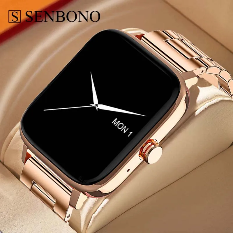 

SENBONO New Women Smart Watch Custom Dial Bluetooth Call Music Watch Waterproof Sport Smartwatch Women Men For Android IOS