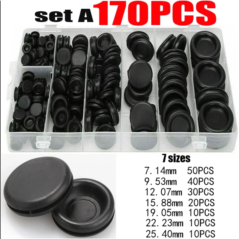 Waterproof Sealing Rubber Cables Grommet Kit Plugues Elétricos Condutor Anel de Junta Protect Wire Tool Tamanhos 170 Pcs Set