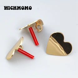 New 23mm 6 Pieces High Quality Zinc Alloy Matte Gold  Curved Heart Earring Base Connectors for DIY Earring Jewelry Accessories
