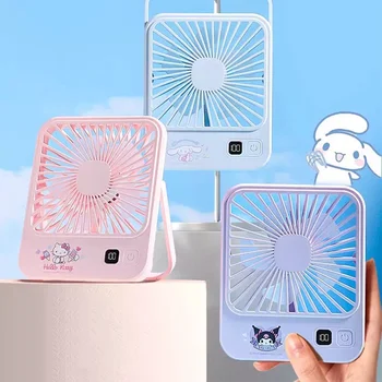 산리오 데스크탑 소형 선풍기 만화 인형, 헬로 키티, 긴 배터리 수명, 강한 바람, 휴대용 미니 귀여운 선풍기, 소녀 생일 선물