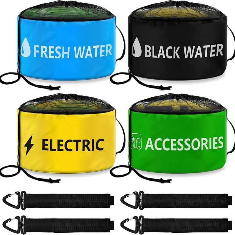 New RVs Caravans Motorhome Hose Storage Bag Breathable Drawstring Mesh Pouch Traveling Sundries Folding Organizer