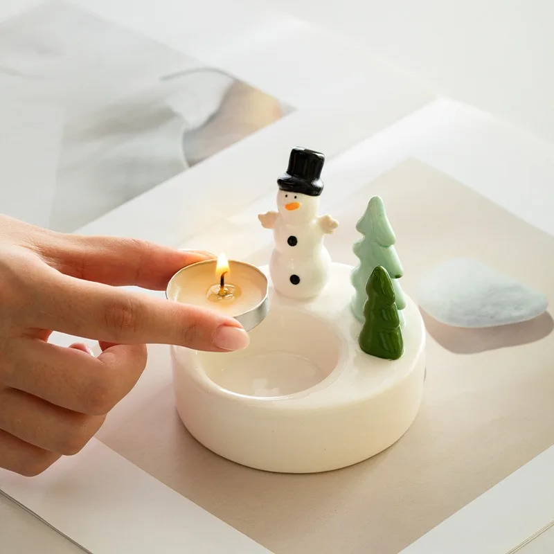 Cute Snowman Aromatherapy Candle Holder | Christmas Creative Home Decor, Bedroom Ambience Ornament Gift for Indoor  Use
