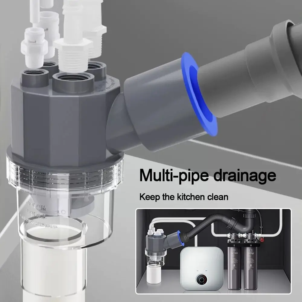 

Sealing Ring Sink Drain Pipe Adapter Multifunctional neat Kitchen Basin Sewer Branch Anti odor Dishwasher Water Pipe Connector