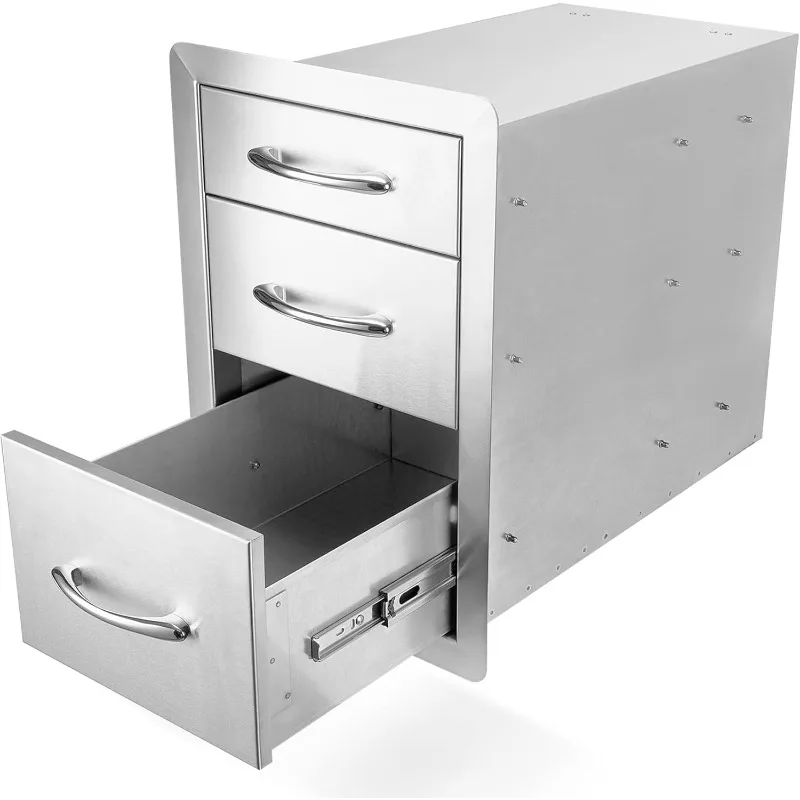 Stanbroil Outdoor Kitchen Drawers Stainless Steel-15W x 21.5H x 23D Inch, Triple Access Drawer Flush Mount for Outdoor Kitchen