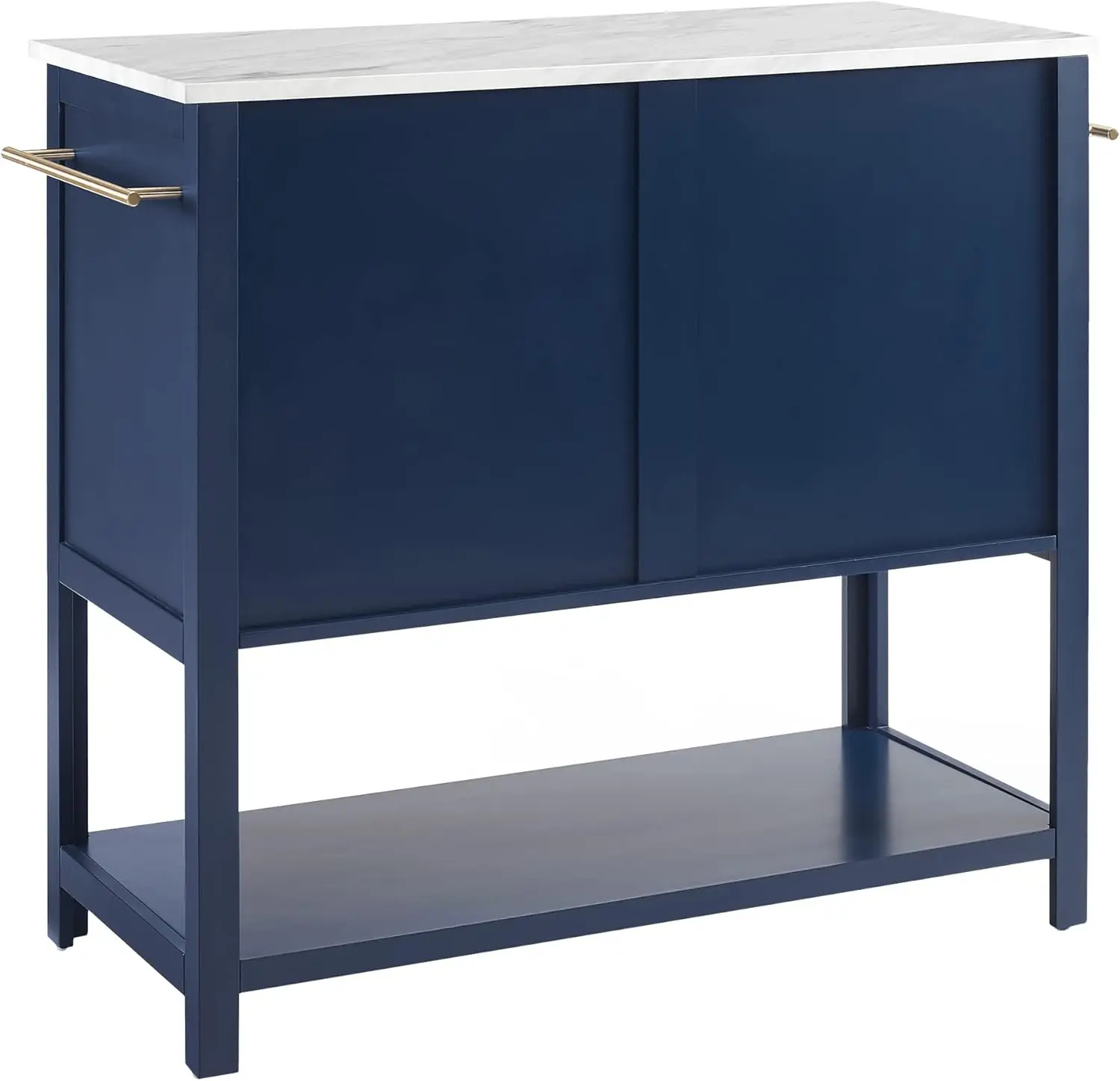 Kitchen Island, Microwave Stand, Coffee Bar with Storage Shelves, Towel Bars, Navy 5