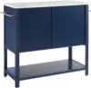 Kitchen Island, Microwave Stand, Coffee Bar with Storage Shelves, Towel Bars, Navy 5