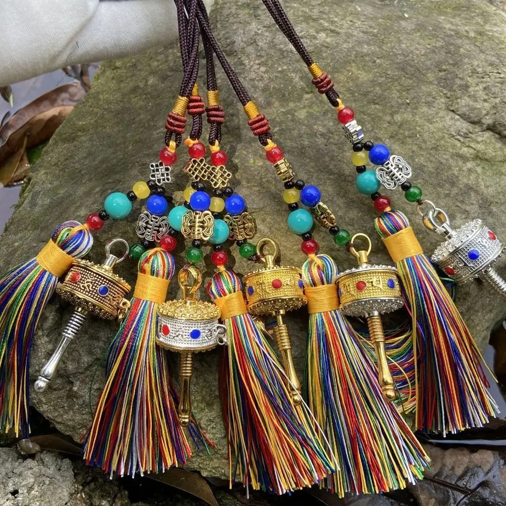 

Плетеная вручную тибетская молитвенная подвеска с кисточкой в этническом стиле цветная мантра с шестью символами брелок с кисточкой вращающийся барабан