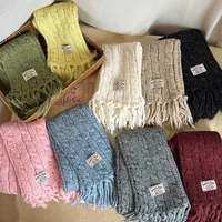 Soft Gentle Knitted Pure Color Twist Scarf Handmade Tassel Warm Neck Warmer Korean Style Versatile for Students Couples Women