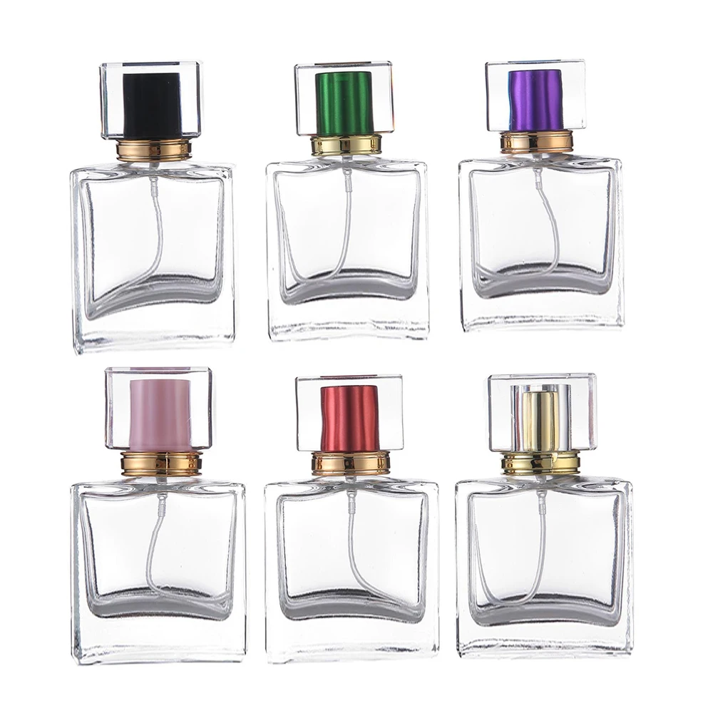 

10pcs 20pcs 40pcs 30ml 50ml Refillable Spiral Thick Bottom Square Glass Atomizer Spray Perfume Bottle Cosmetic Empty Container