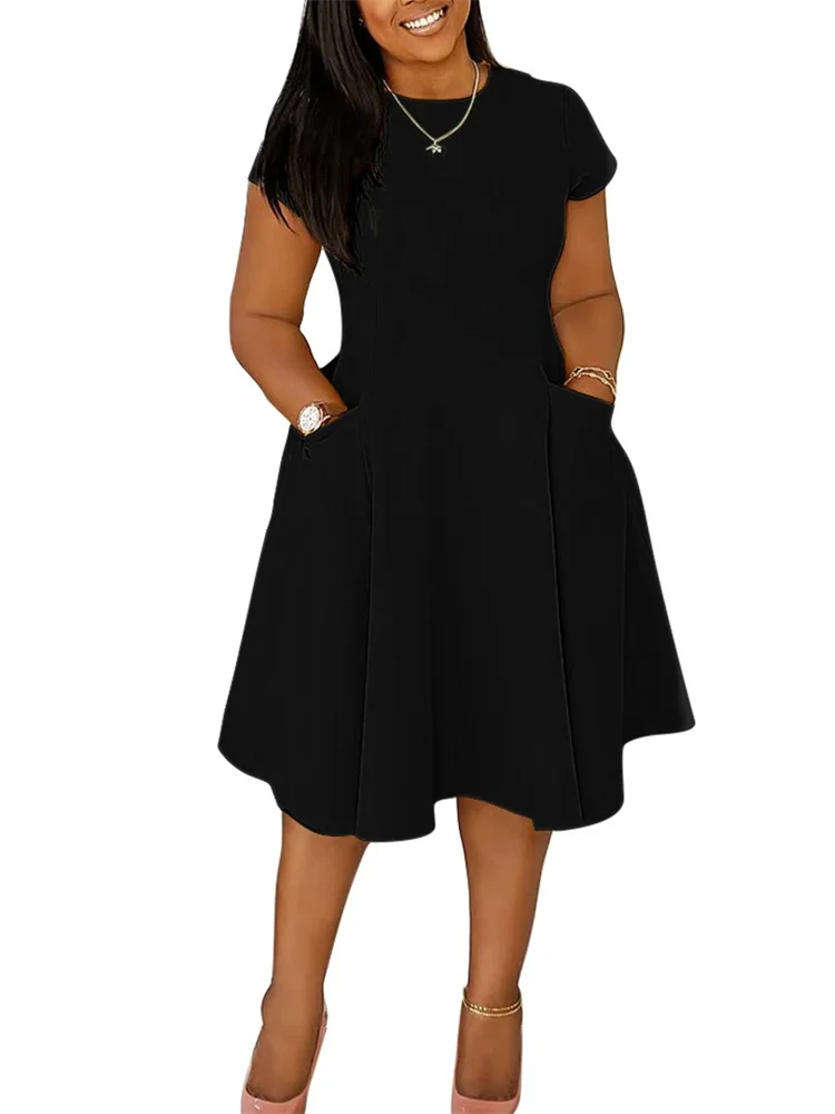 Wmstar P[lus Size Women Clothing Dresses Summer 2025 Casual Elegant Pockets Maxi Dresses New Style Wholesale Dropshipping